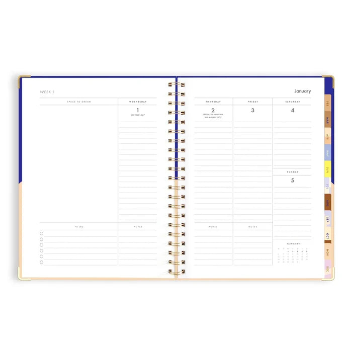 2025 A4 Academic Vertical Planner - Cobalt Ripple