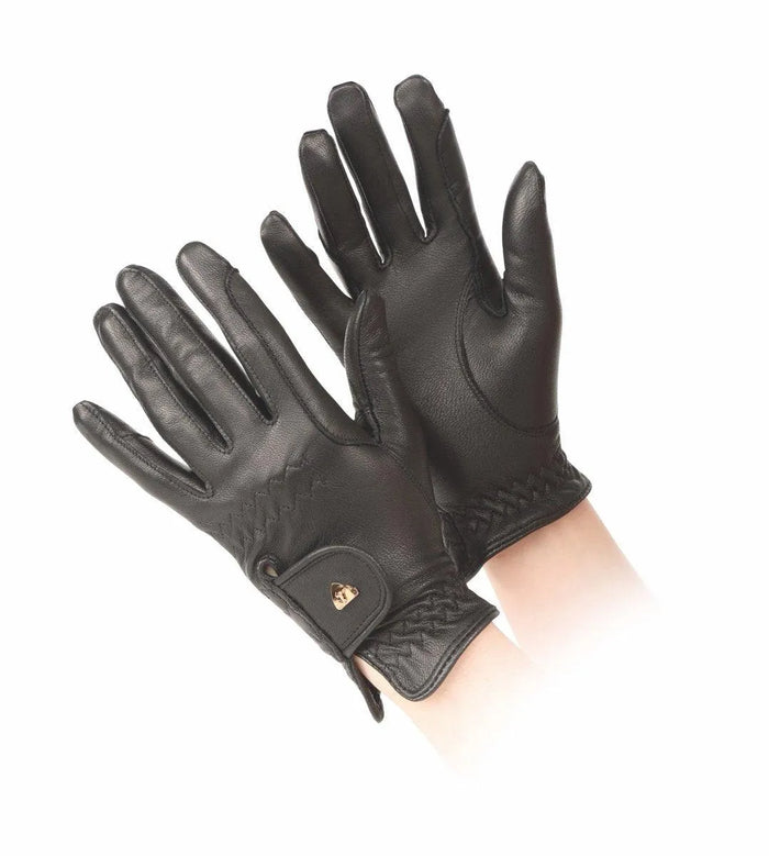 Aubrion Estade Premium Riding Gloves - Child - Black - S
