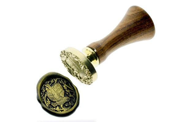 Barn Owl & Oak Tree Wax Seal Stamp - Backtozero B20 - Bird, black, botanic, Botanical, flowers, gold, gold dust, gold powder, Leaf, Leafs, Leaves, newarrivals, oak, oval, owl, Signature, signaturehandle, spring