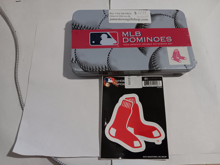 Boston Red Sox Dominos + Decal Bundle MLB 28 Piece Dominoes Set