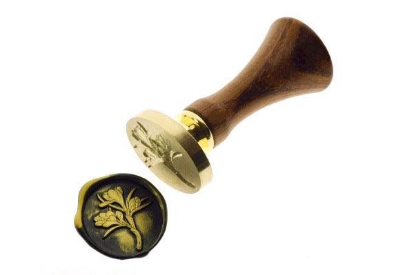 Crocuses Buds Wax Seal Stamp - Backtozero B20 - Black, botanic, Botanical, bud, crocuses, flower, gold, gold dust, gold powder, Leaf, Leafs, Leaves, Nature, newarrivals, oval, Signature, signaturehandle, spring