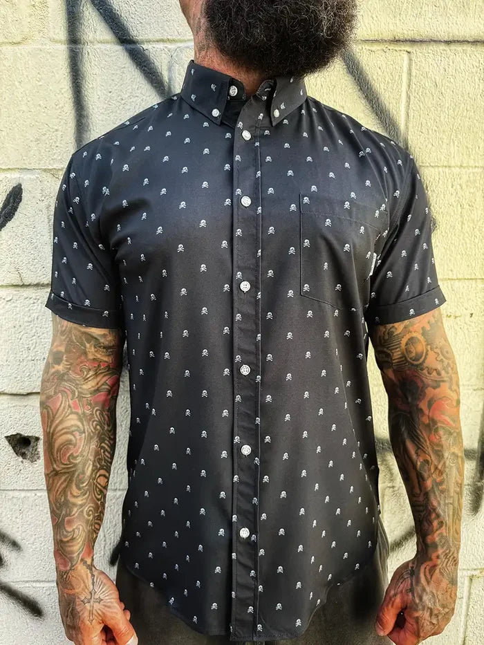 CROSSBONE INFINITY SKULL BUTTON UP