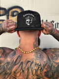 CROWNED CHAOS BLACK CAMO FLAT BILL HAT