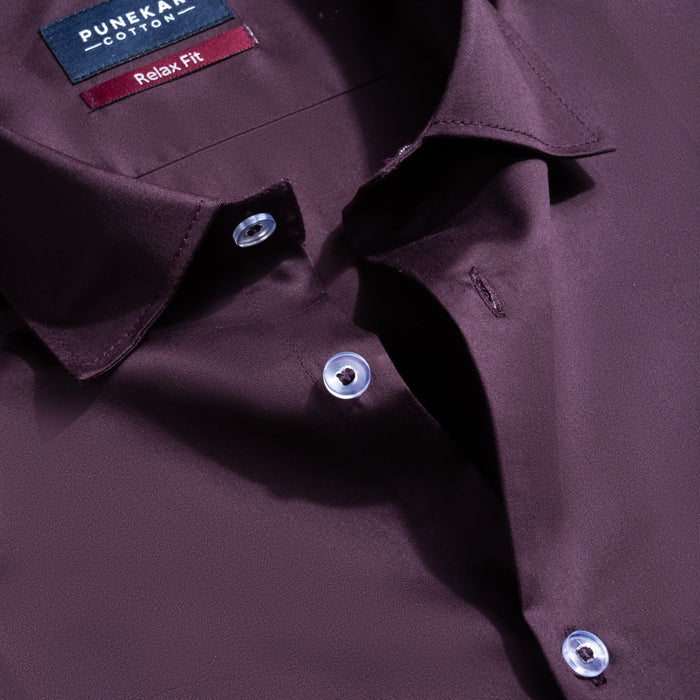 Dark Purple Color Cotton Satin Shirt For Men - Punekar Cotton