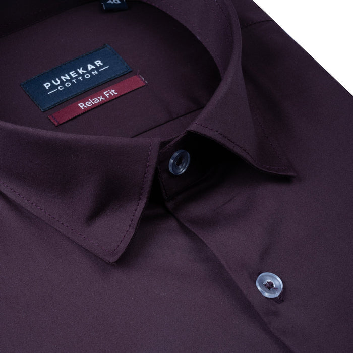 Dark Purple Color Cotton Satin Shirt For Men - Punekar Cotton