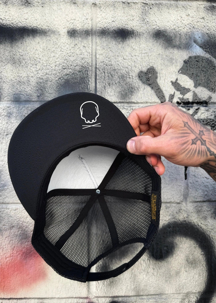 DRIVE BACK BLACK CAMO FLAT BILL HAT