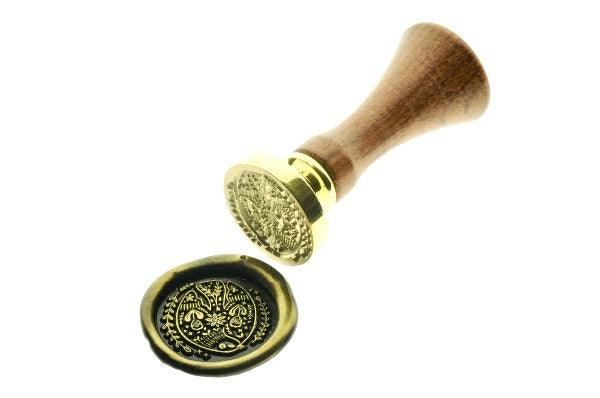 Early Bird Wax Seal Stamp Designed by Petra - Backtozero B20 - Bird, Black, collaboration, dove, gold dust, gold powder, Signature, signaturehandle, wreath