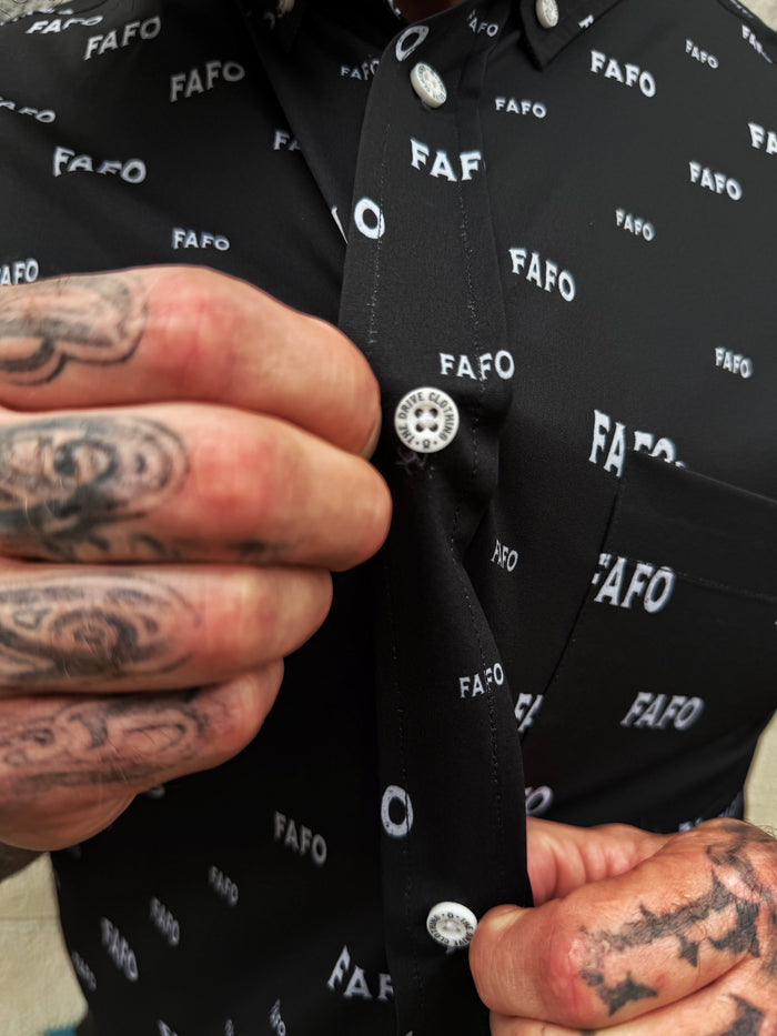 ESSENTIAL FAFO BLACK BUTTON UP