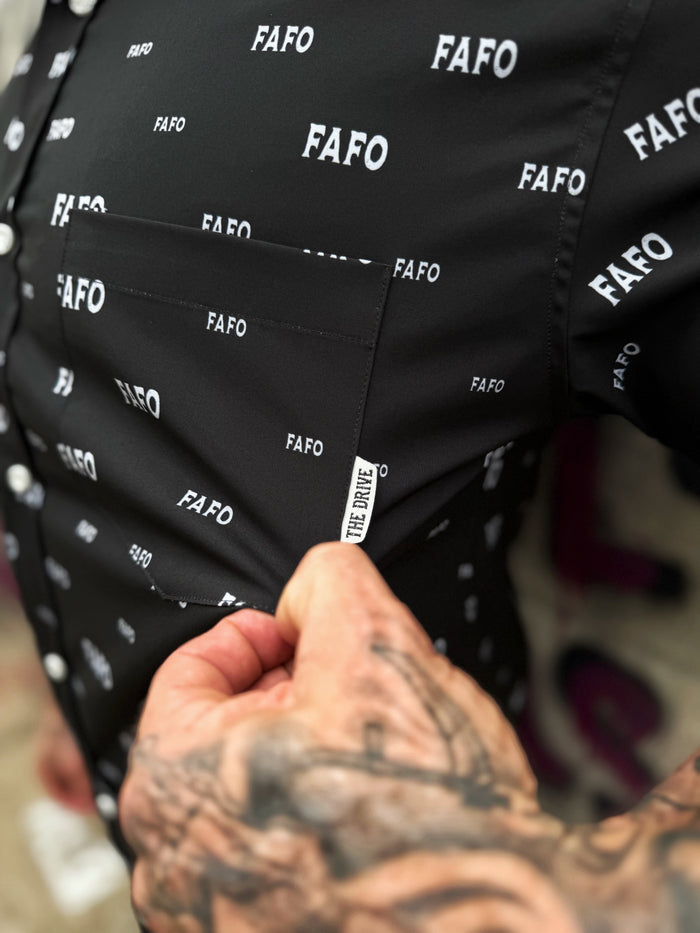 ESSENTIAL FAFO BLACK BUTTON UP
