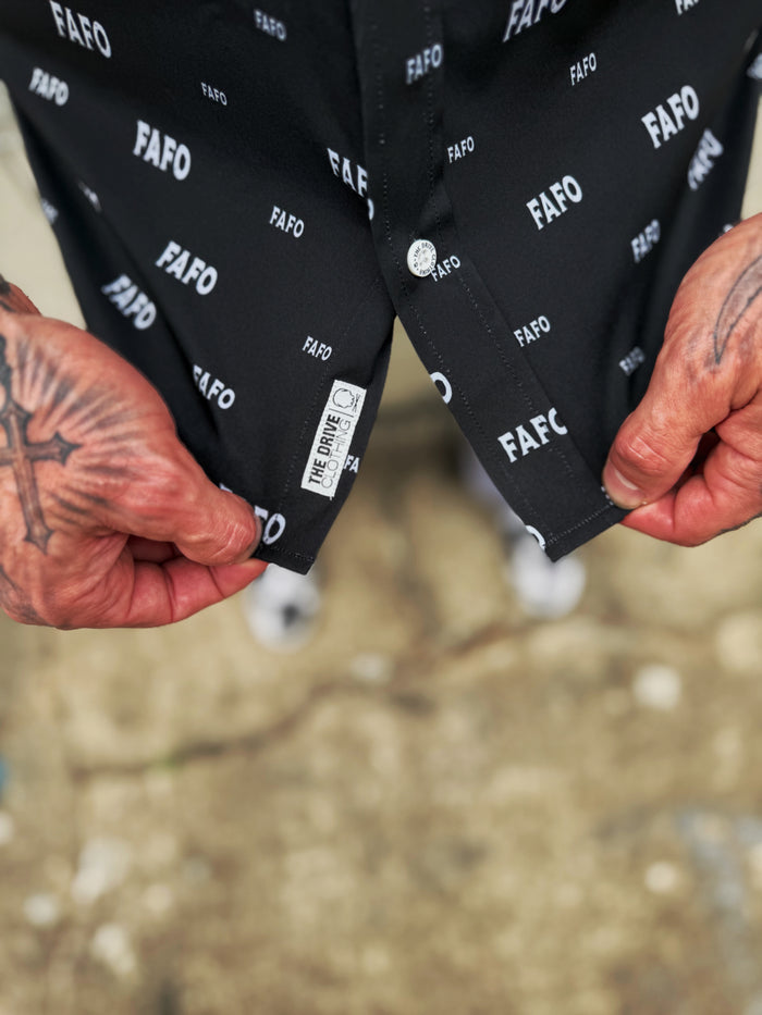 ESSENTIAL FAFO BLACK BUTTON UP