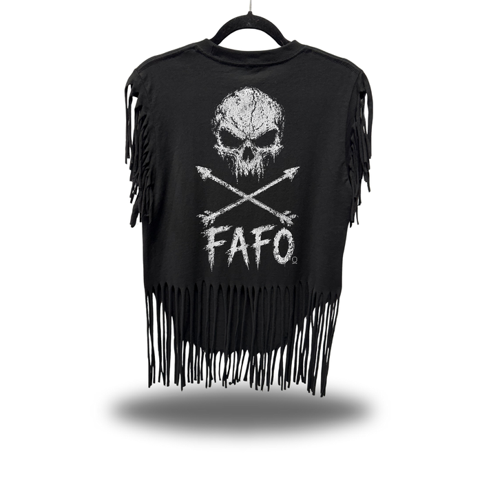 FAFO SKULL WESTERN FRINGE BLACK TEE