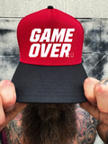 GAME OVER RED BLACK CURVED TRUCKER HAT