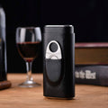 Genuine Leather Cigar Case: Black