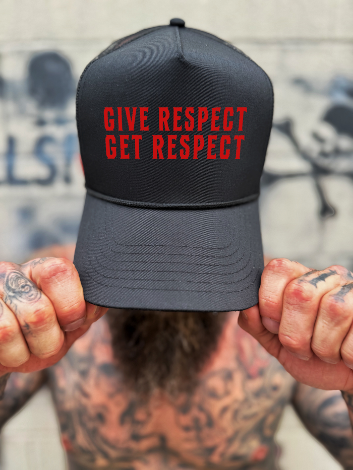 GIVE RESPECT GET RESPECT CURVED BILL BLACK HAT