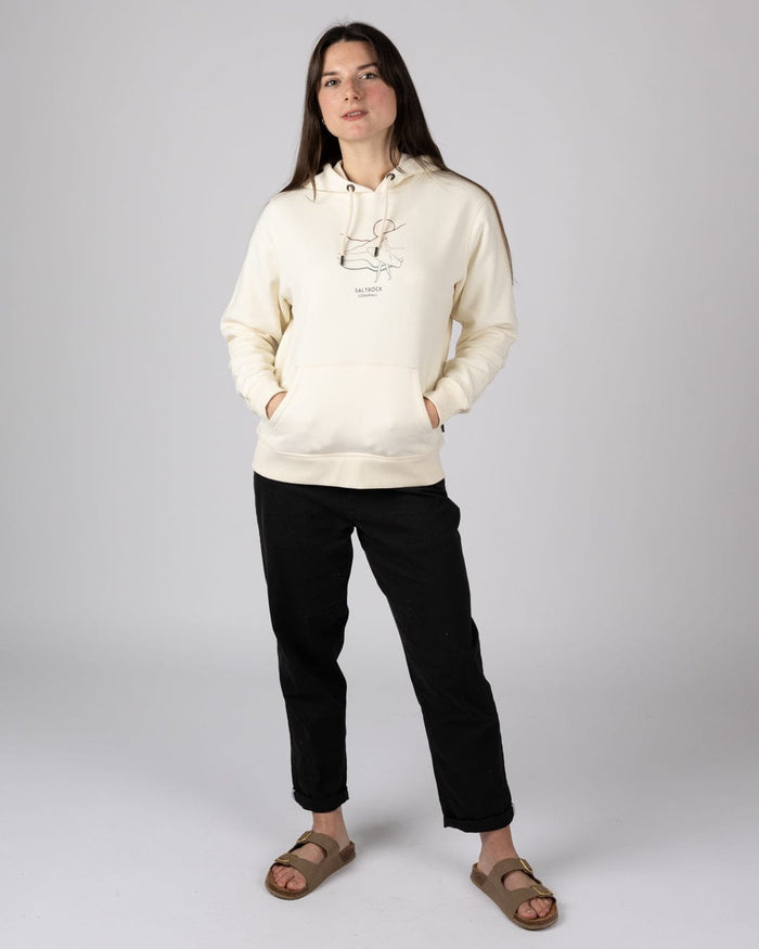 Happy Place Cornwall Womens Pop Hoodie in Cream