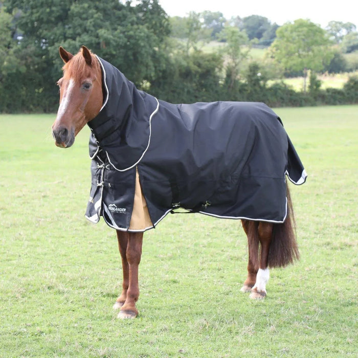 Highlander Plus 200 Turnout Rug & Neck Set - Black - 5ft