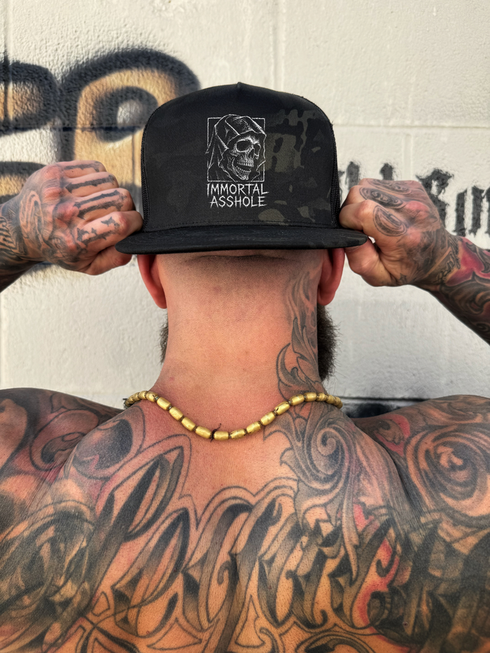 IMMORTAL ASSHOLE BLACK CAMO FLAT BILL HAT