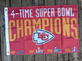 Kansas City Chiefs 2x3 Double Sided NFL Flag 4 Time Super Bowl Champions