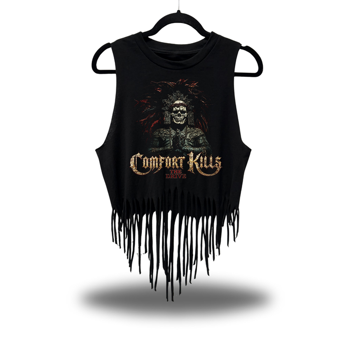 KILLS STATUE WESTERN FRINGE CROP TANK TOP
