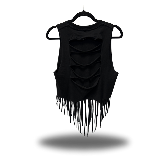 KILLS STATUE WESTERN FRINGE CROP TANK TOP