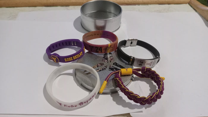 Kobe Bryant 6 Piece Bracelet & Tin Set Los Angeles Lakers NBA