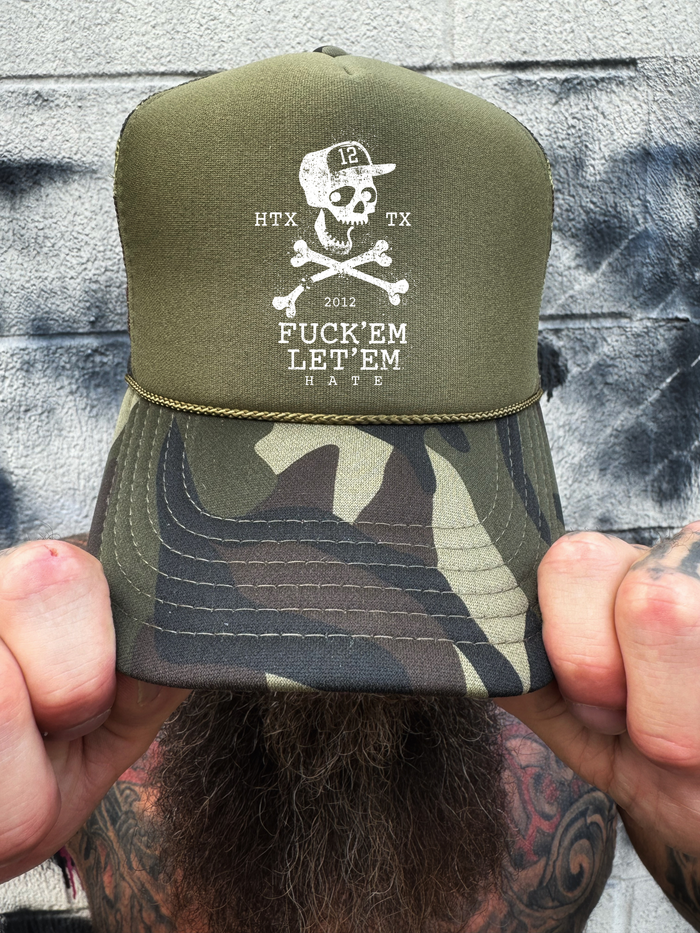 LET THEM FOAM CURVED BILL GREEN CAMO HAT