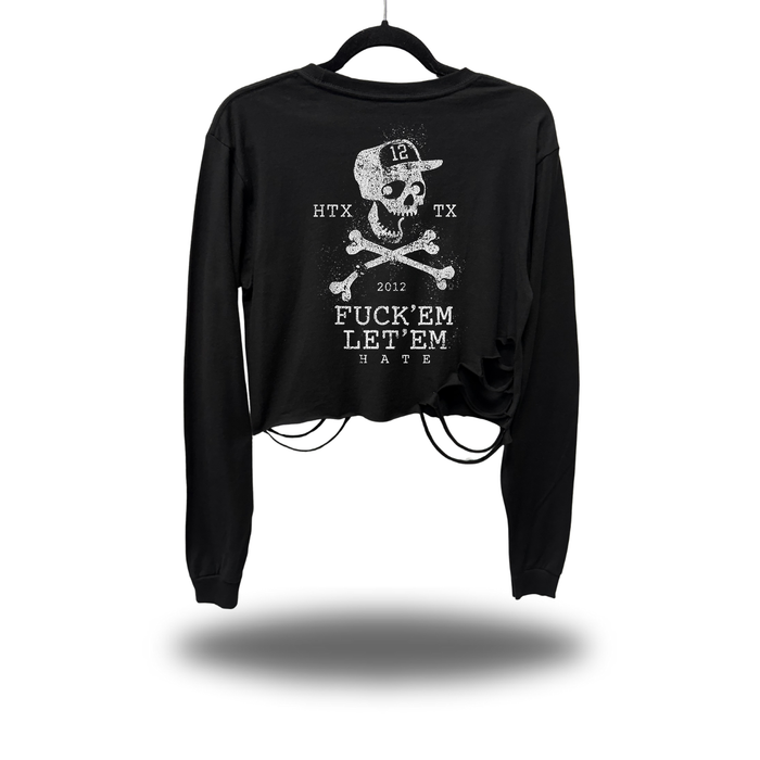 LET THEM ROAD RASH CROP LONG SLEEVE TEE