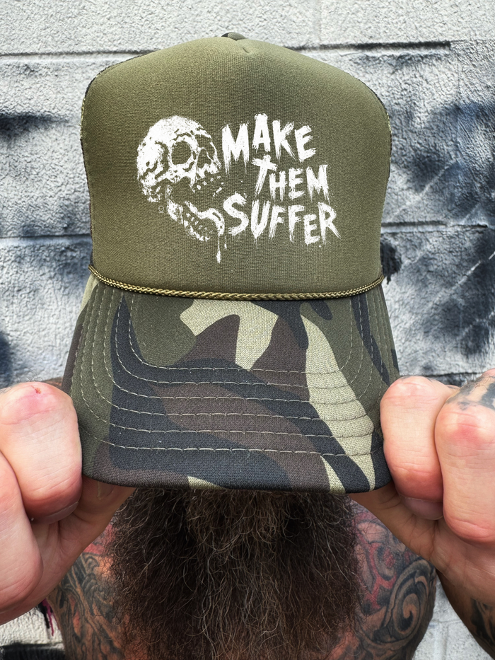 MAKE SUFFER FOAM CURVED BILL GREEN CAMO HAT