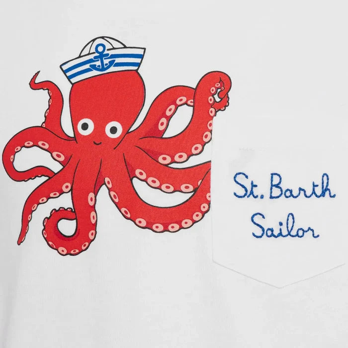 MC2 Saint Barth - Eddy T-shirt white with octopus print Brand Shirts & Tops 1