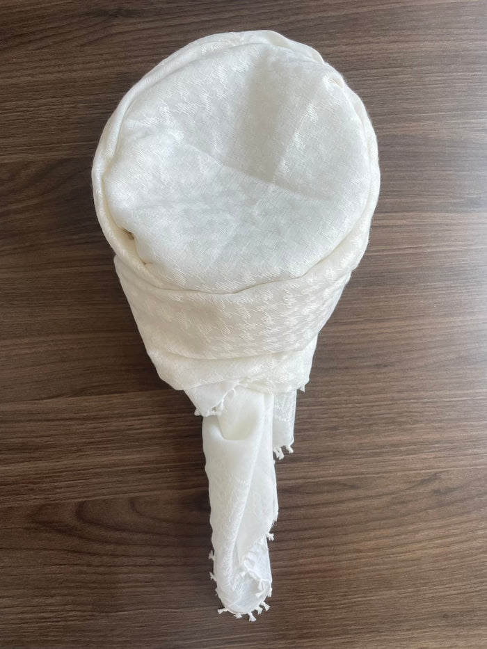 Mens Ready Made Cream Arab Hat Shemagh Keffiyeh