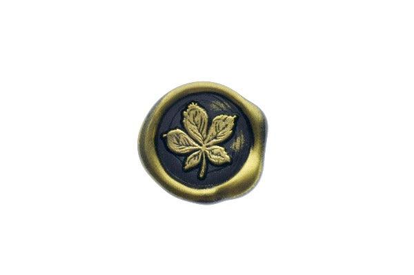 Mini Chestnut Leaf Wax Seal Stamp - Backtozero B20 - black, botanic, Botanical, chestnut, gold, gold dust, gold powder, Leaf, mini, Nature, newarrivals, spring