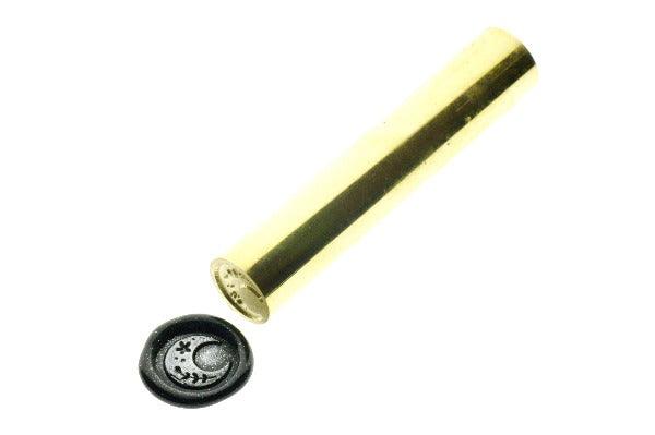 Mini Moon Wax Seal Stamp Designed by Petra - Backtozero B20 - 1.2cm, Black, collaboration, floral, mini, moon, petra, silver dust, silver powder, tiny