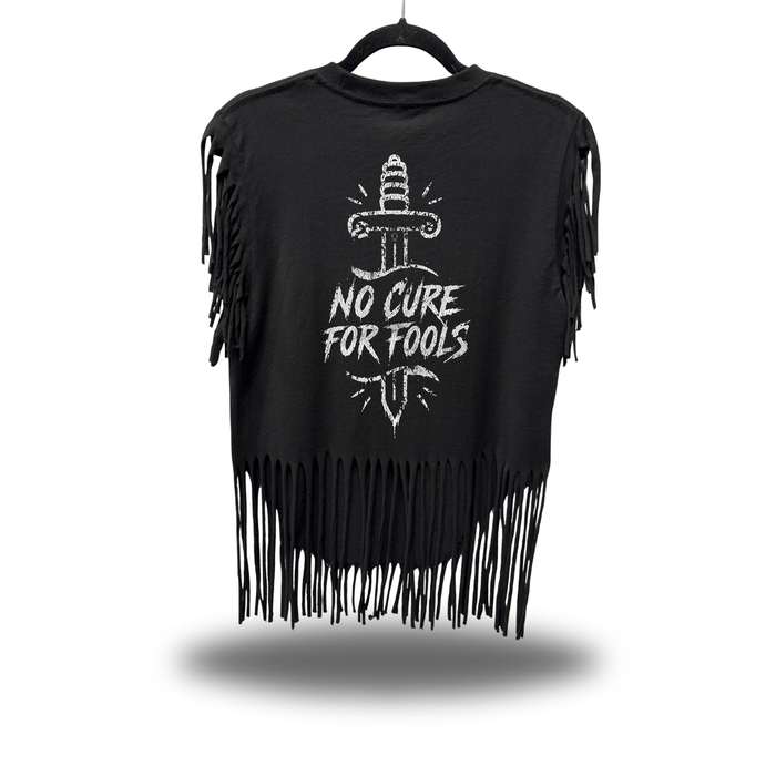 NO CURE WESTERN FRINGE BLACK TEE