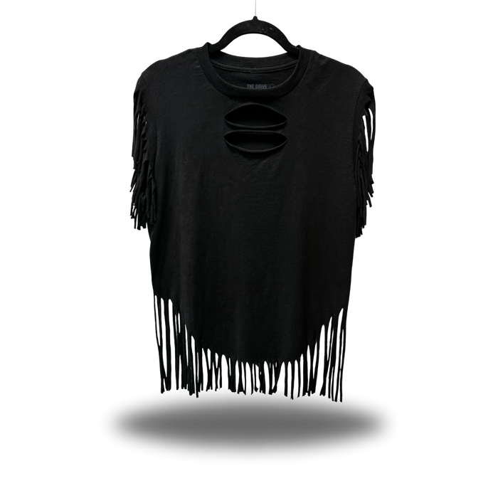 NO CURE WESTERN FRINGE BLACK TEE