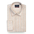 Peach & Beige Striped Blend Cotton Shirt for Men - Punekar Cotton