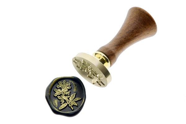 Pomegranate Flower Wax Seal Stamp - Backtozero B20 - black, botanic, Botanical, floral, Flower, flowers, gold, gold dust, gold powder, Leaf, Leafs, Leaves, mimosa, Nature, oval, Signature, signaturehandle, spring
