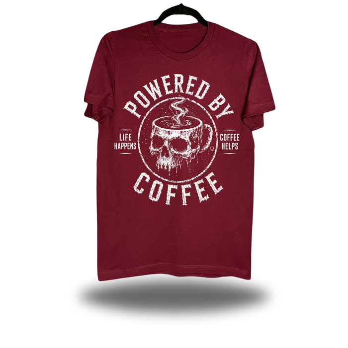POWERED COFFEE MAROON CLASSIC TEE