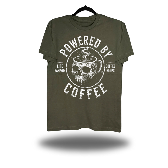 POWERED COFFEE MILITARY GREEN CLASSIC TEE