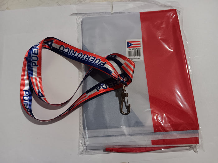 Puerto Rico BUNDLE Lanyard + 3x5 Flag