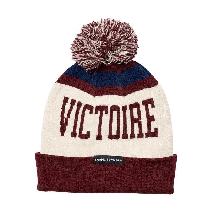 PWHL Montreal Victoire Bauer Cuffed Knit Pom Hat - White/Red