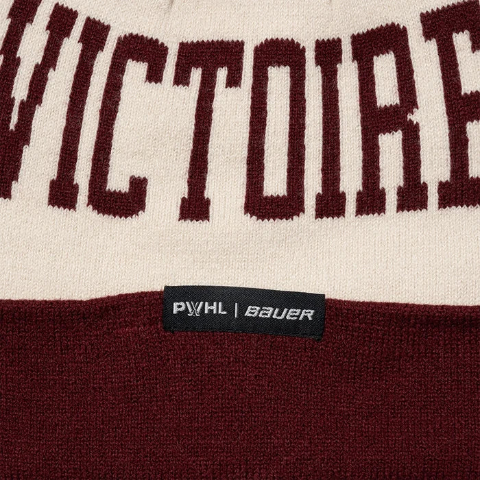 PWHL Montreal Victoire Bauer Cuffed Knit Pom Hat - White/Red