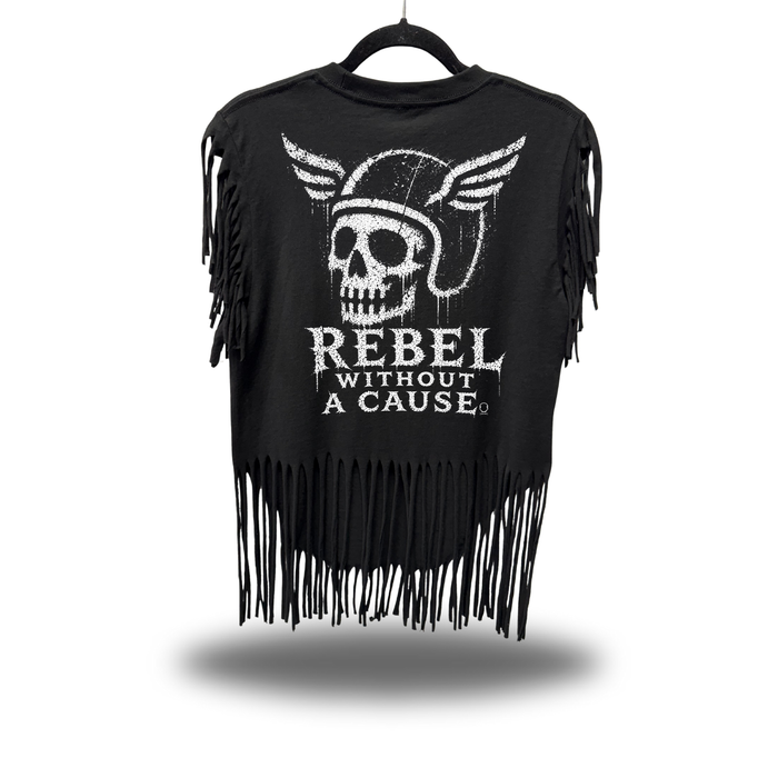 REBEL WESTERN FRINGE BLACK TEE