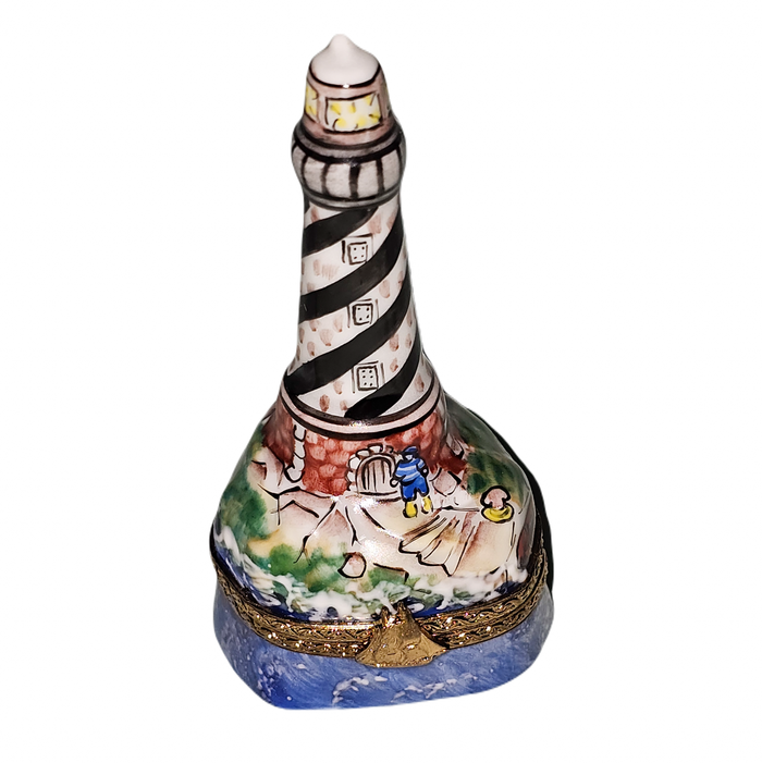 Spiral Lighthouse Coastal Treasure Porcelain Limoges travel beach French Trinket Box