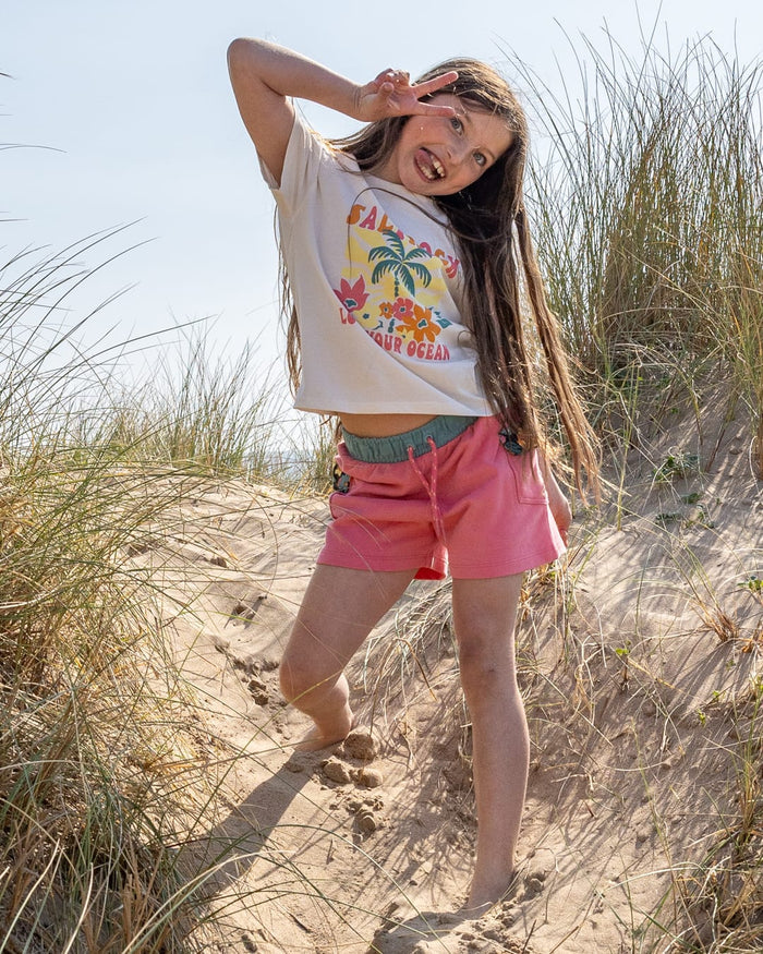 Sun Daze Kids Short Sleeve T-Shirt in Cream