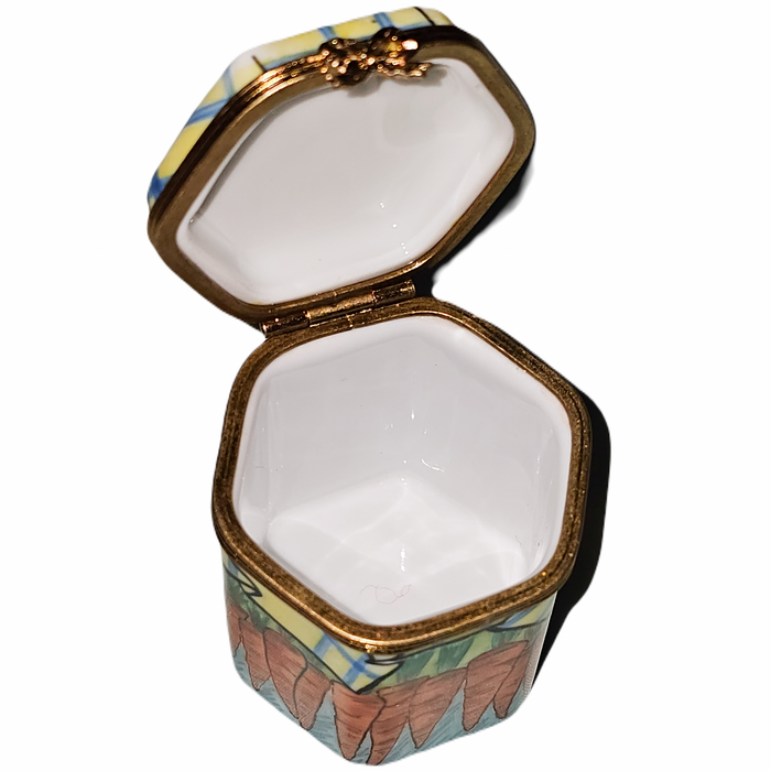Carrot Hexagon Elegance Box Porcelain Limoges traditional fruit French Trinket Box