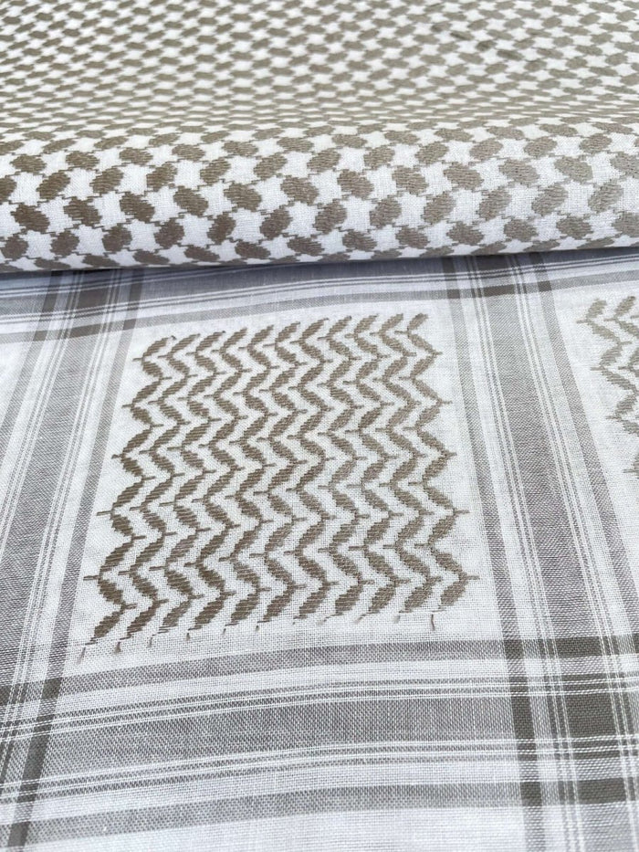 Unisex Light Grey and White Keffiyeh Scarf