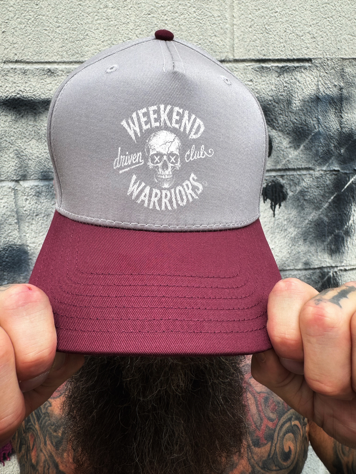 WEEKEND WARRIORS MAROON GREY BASEBALL HAT